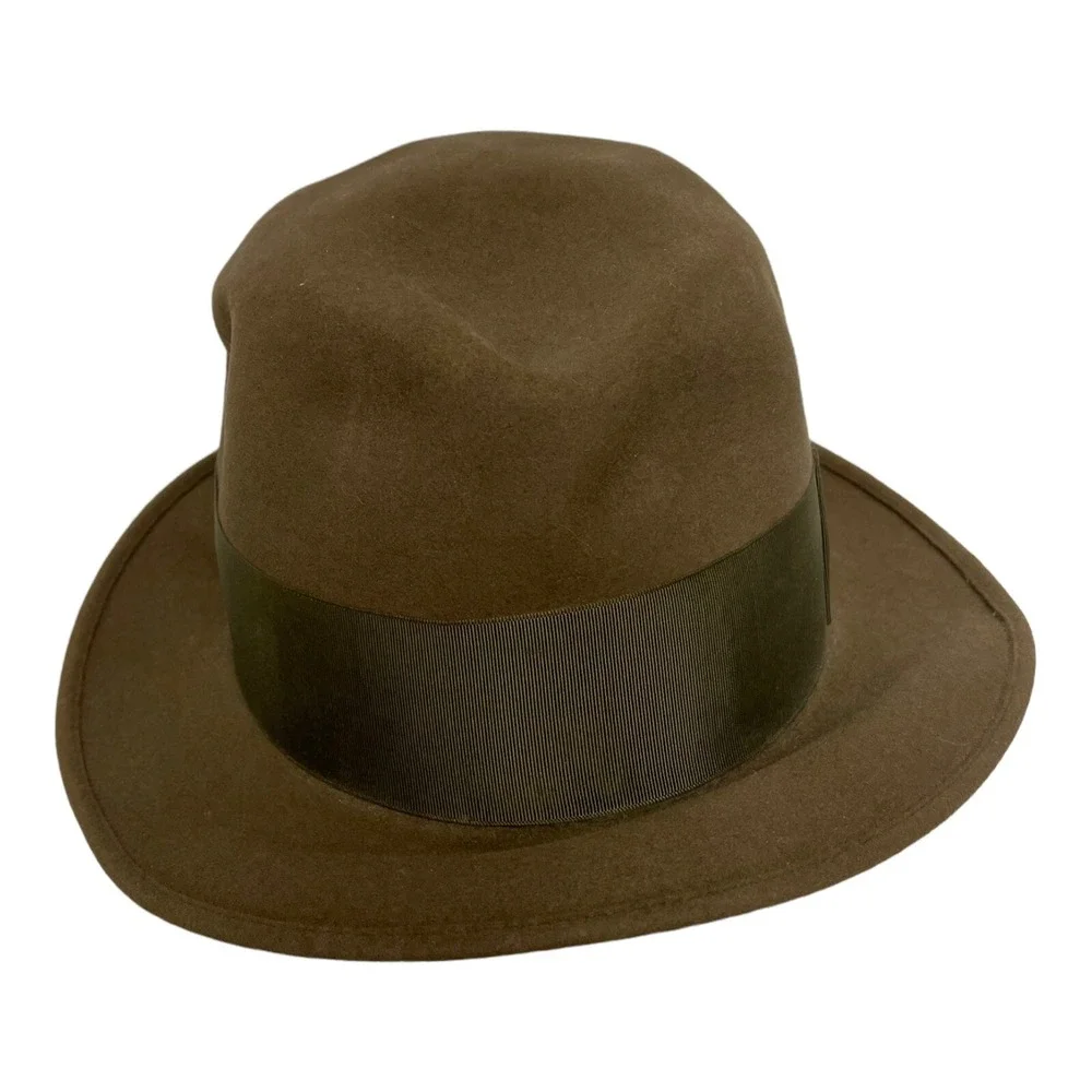 VINTAGE Dobbs Fifth Avenue Fedora Brown Hat 7 1/4 CLEAN WOOL SILK BOW - Picture 1 of 9